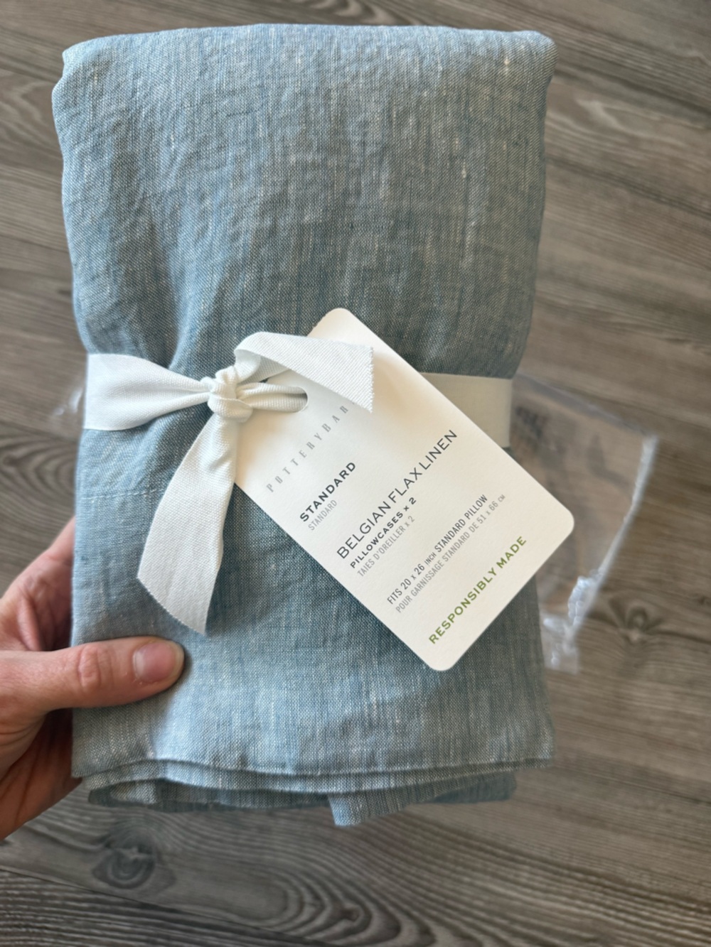 Pottery Barn (NWT) Belgian Flax Linen Standard Pillowcases - Chambray